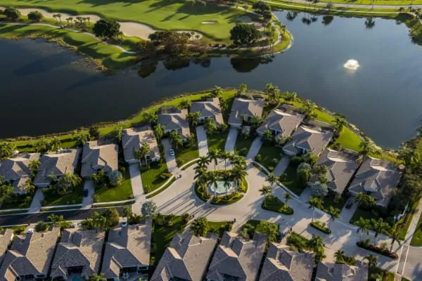 Aerial view of a master planned community